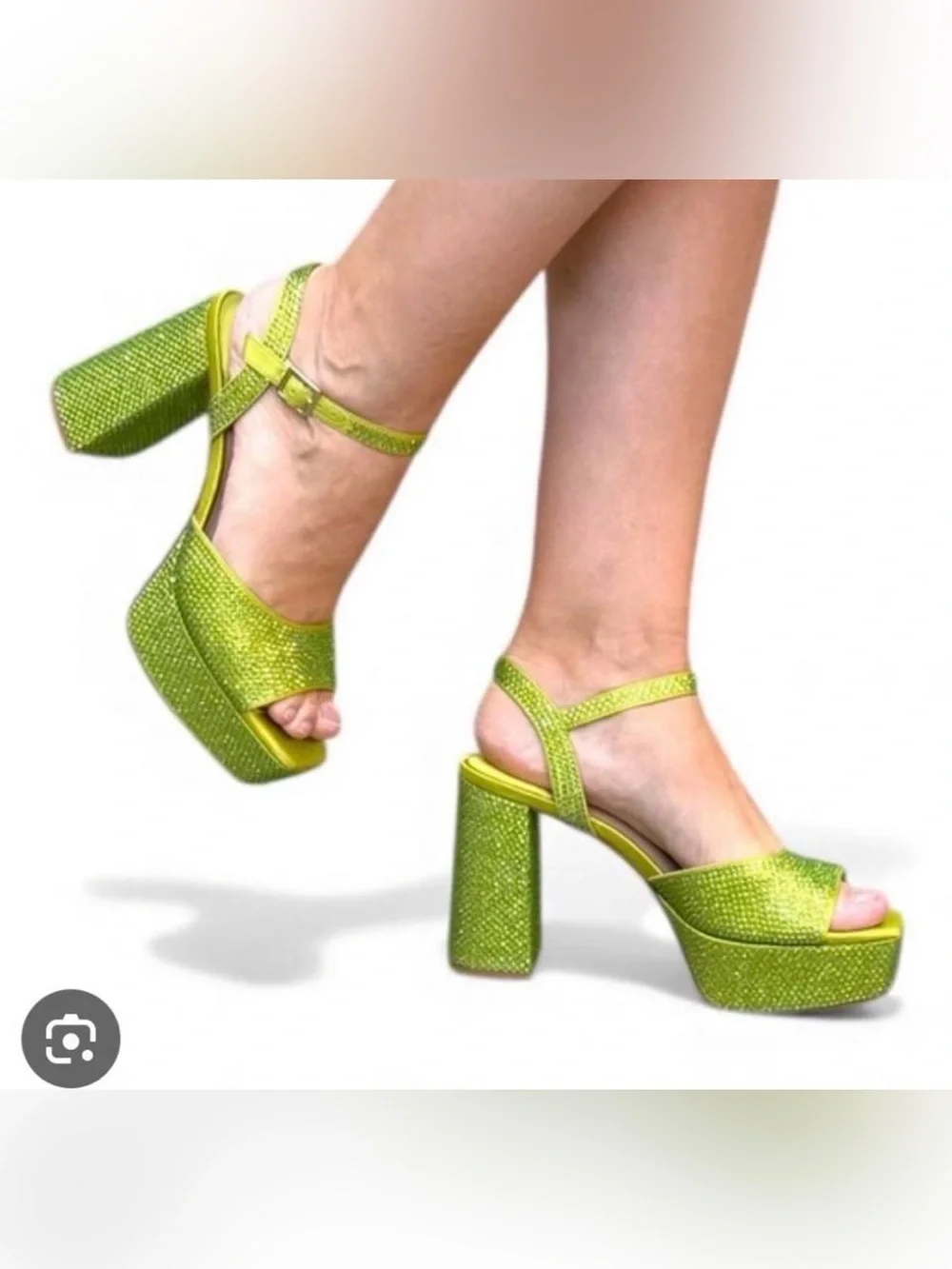 ANTONIO MELANI Neon Green Crystal Platform Sandals NWT SIZE 7.5